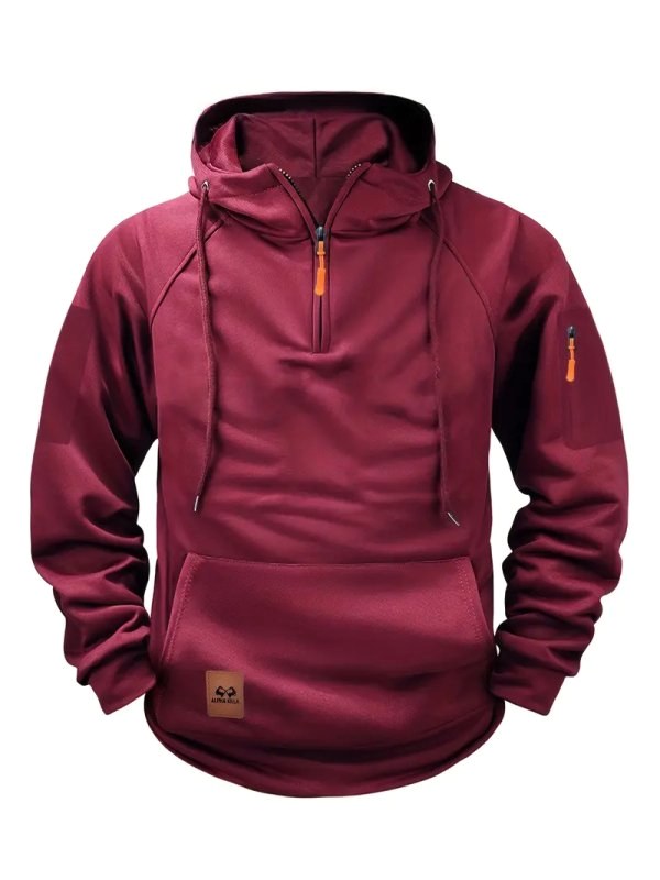 Dylan | Men's Half-Zip Hooded Pullover, Kangaroo Pocket Hoodie | Animated Apparel