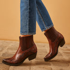 Edith | Women's Leather Cowboy Boots, Western Style Ankle Boots | Animated Apparel