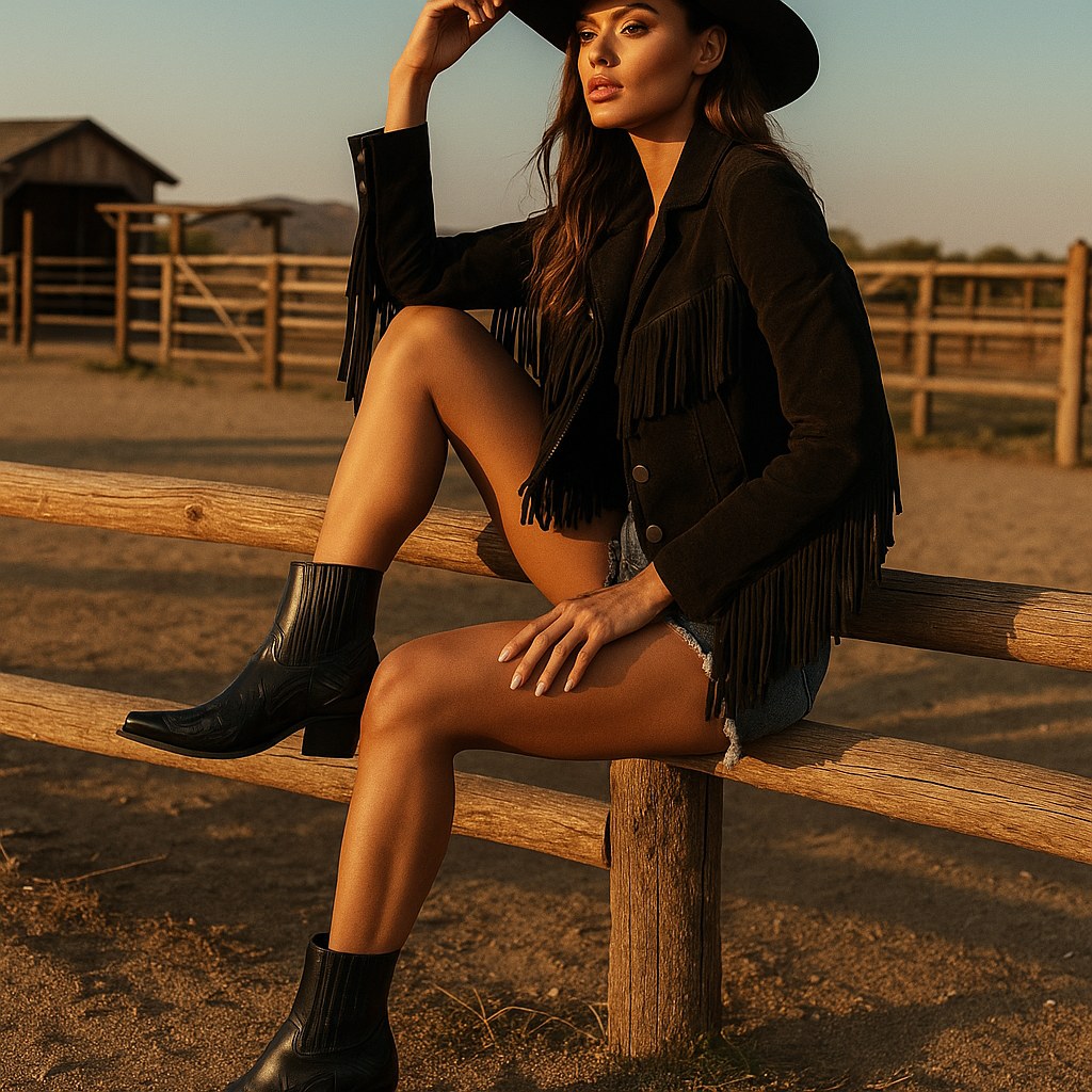Edith | Women's Leather Cowboy Boots, Western Style Ankle Boots | Animated Apparel