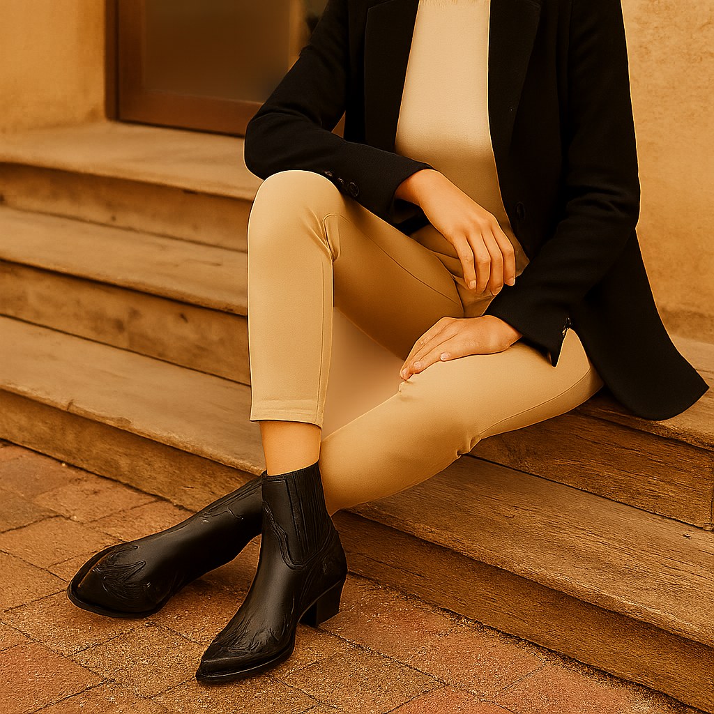Edith | Women's Leather Cowboy Boots, Western Style Ankle Boots | Animated Apparel