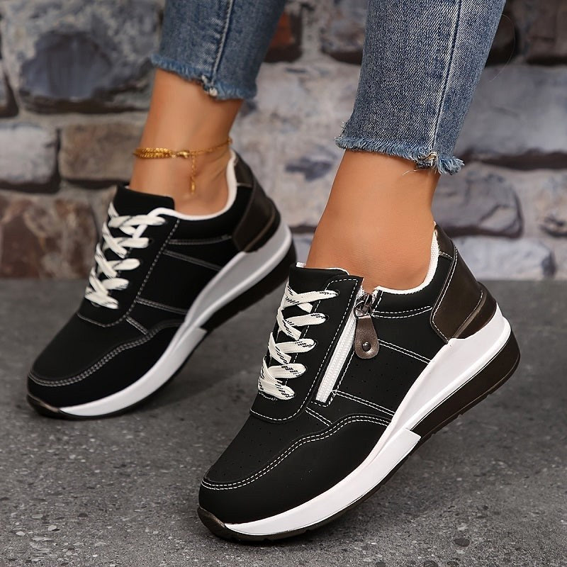 Edith | Women's Orthopaedic Trainers, Comfortable Slip-On Shoes | Animated Apparel | Black