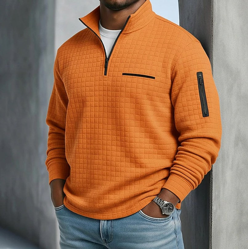 Christopher | Men's Long Sleeve Waffle Knit Jumper, Relaxed Fit Everyday Jumper | Animated Apparel