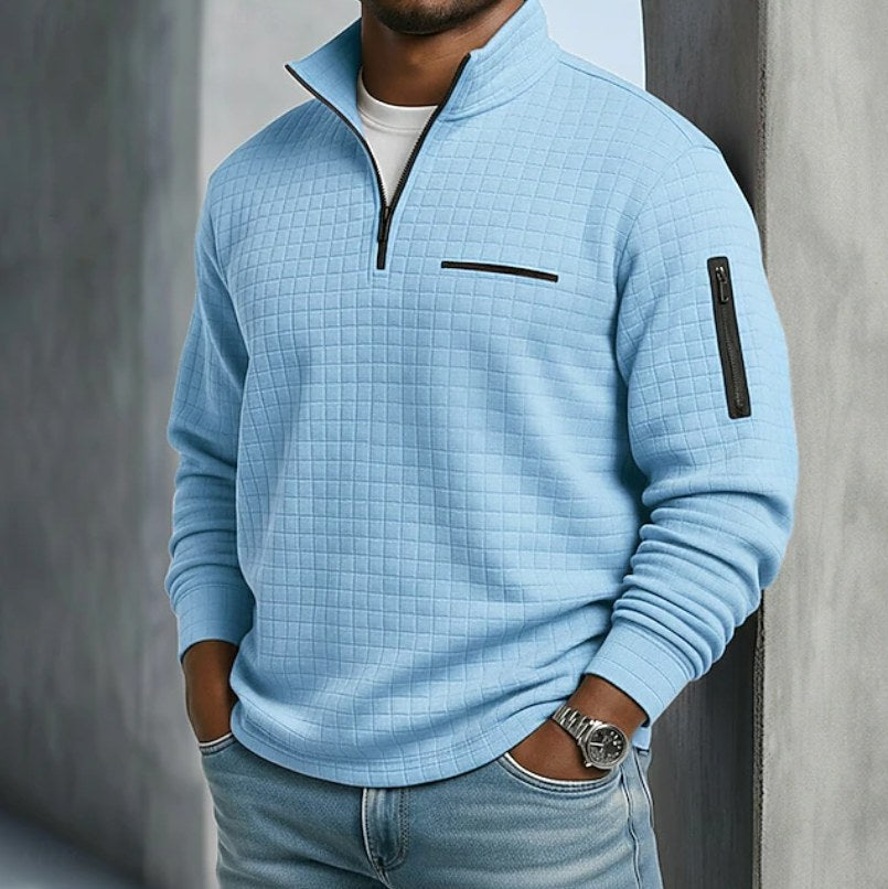 Christopher | Men's Long Sleeve Waffle Knit Jumper, Relaxed Fit Everyday Jumper | Animated Apparel