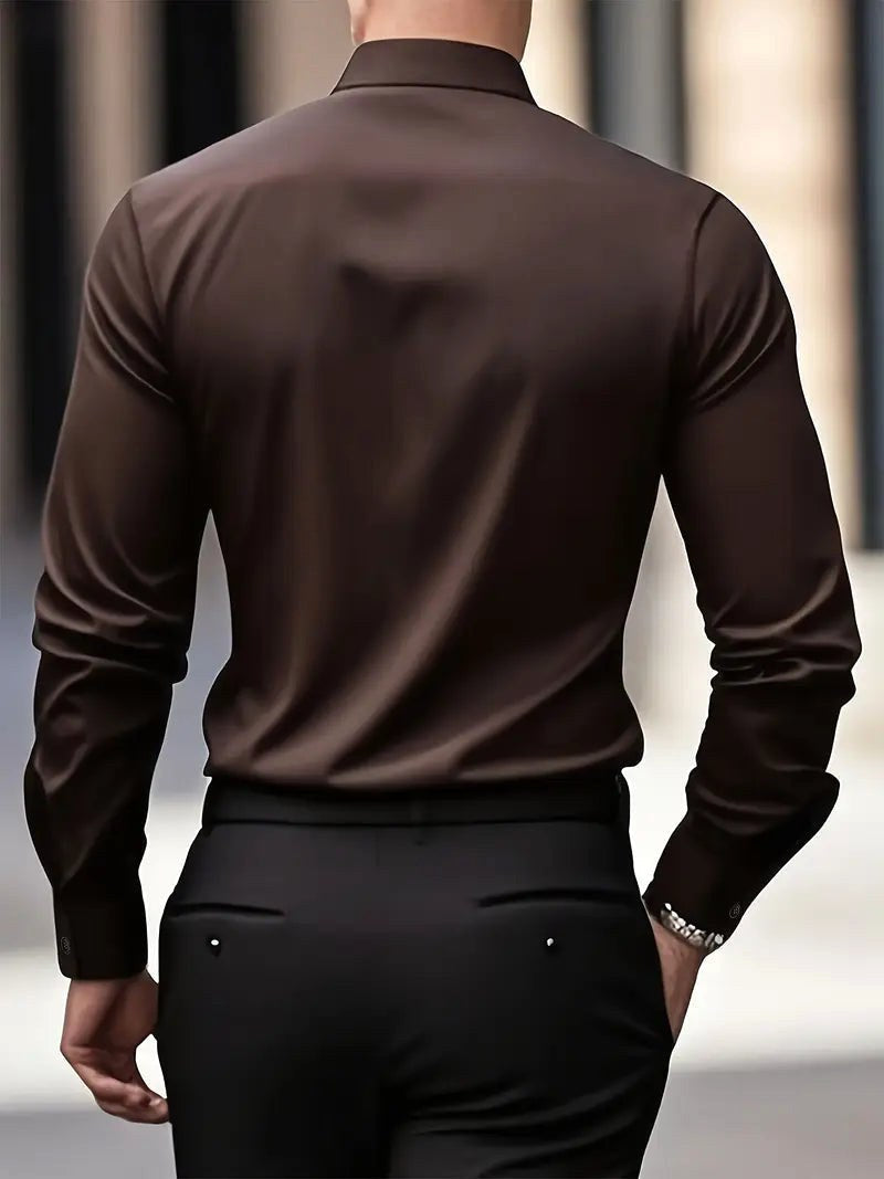 Edward | Men's Long-Sleeved Breathable Shirt, Slim-Fit Smart Shirt | Animated Apparel