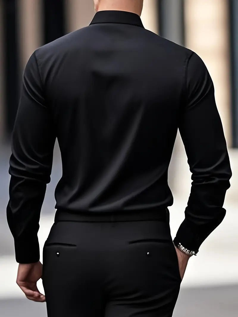 Edward | Men's Long-Sleeved Breathable Shirt, Slim-Fit Smart Shirt | Animated Apparel