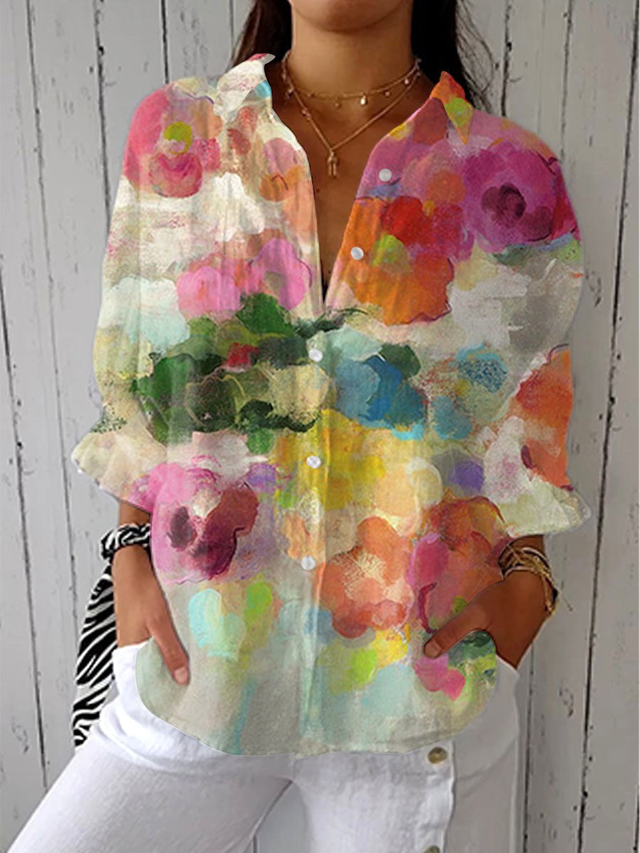 Elara | Women's Watercolor Print Blouse - Multicolor