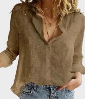 Eleanor | Women's Classic Button-Down Blouse - Blue 2