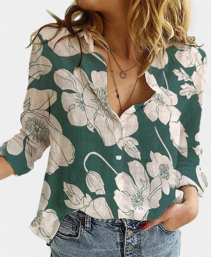 Eleanor | Women's Classic Button-Down Blouse - Brown