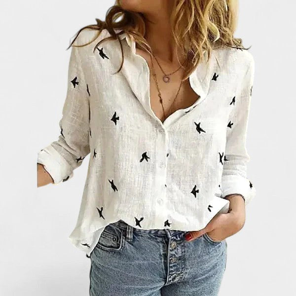 Eleanor | Women's Classic Button-Down Blouse - Green