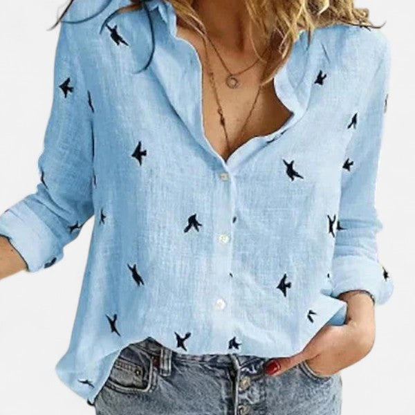 Eleanor | Women's Classic Button-Down Blouse - Gray