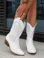 Eleanor | Women's Leather Cowboy Boots, Block Heel Ankle Boots | Animated Apparel