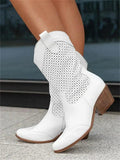 Eleanor | Women's Leather Cowboy Boots, Block Heel Ankle Boots | Animated Apparel