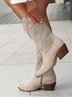 Eleanor | Women's Leather Cowboy Boots, Block Heel Ankle Boots | Animated Apparel