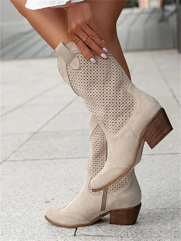 Eleanor | Women's Leather Cowboy Boots, Block Heel Ankle Boots | Animated Apparel