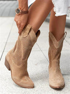 Eleanor | Women's Leather Cowboy Boots, Block Heel Ankle Boots | Animated Apparel