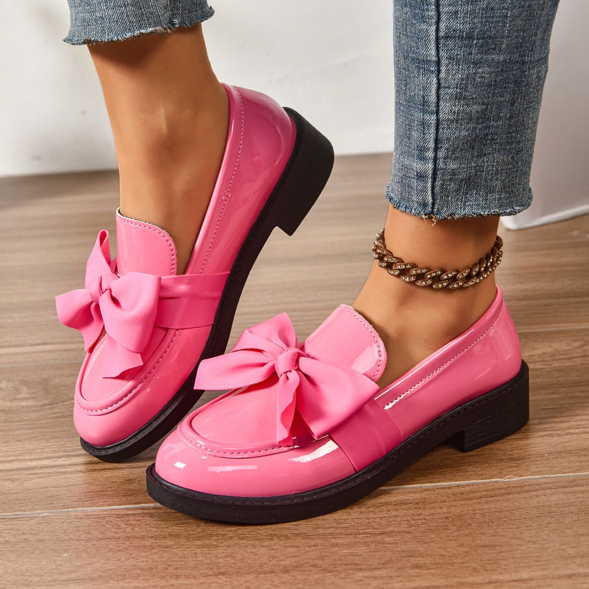 Ella | Women's Slip-On Shoes with Round Toe and Knot Detail, Platform Slip-On Shoes | Animated Apparel
