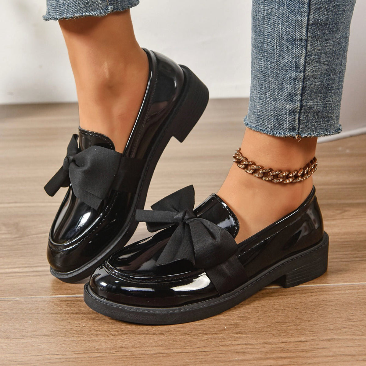 Ella | Women's Slip-On Shoes with Round Toe and Knot Detail, Platform Slip-On Shoes | Animated Apparel