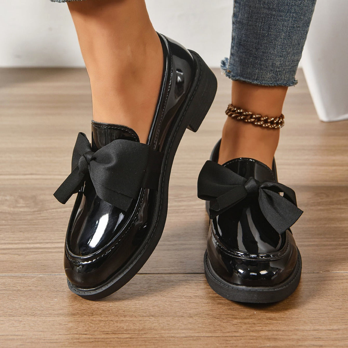 Ella | Women's Slip-On Shoes with Round Toe and Knot Detail, Platform Slip-On Shoes | Animated Apparel