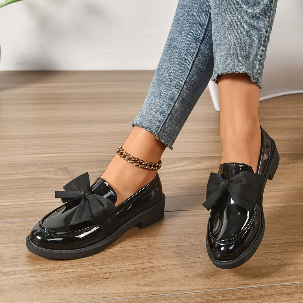 Ella | Women's Slip-On Shoes with Round Toe and Knot Detail, Platform Slip-On Shoes | Animated Apparel