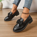Ella | Women's Slip-On Shoes with Round Toe and Knot Detail, Platform Slip-On Shoes | Animated Apparel