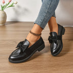 Ella | Women's Slip-On Shoes with Round Toe and Knot Detail, Platform Slip-On Shoes | Animated Apparel
