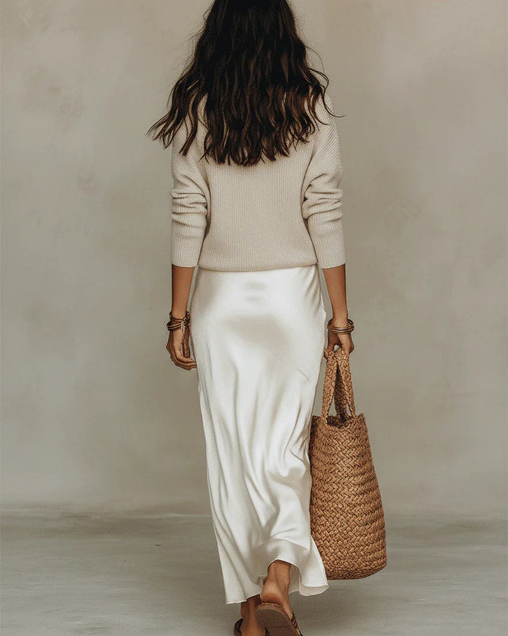 Elena | Women's Satin Midi Dress with Cardigan - image 9
