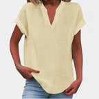 Eliana | Women's V-Neck Short Sleeve Blouse - Purple