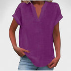 Eliana | Women's V-Neck Short Sleeve Blouse - Light Purple