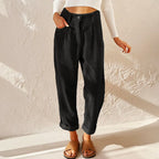 Eliane | Women's High-Waist Wide-Leg Corduroy Trousers, Pleated Front Trousers | Animated Apparel