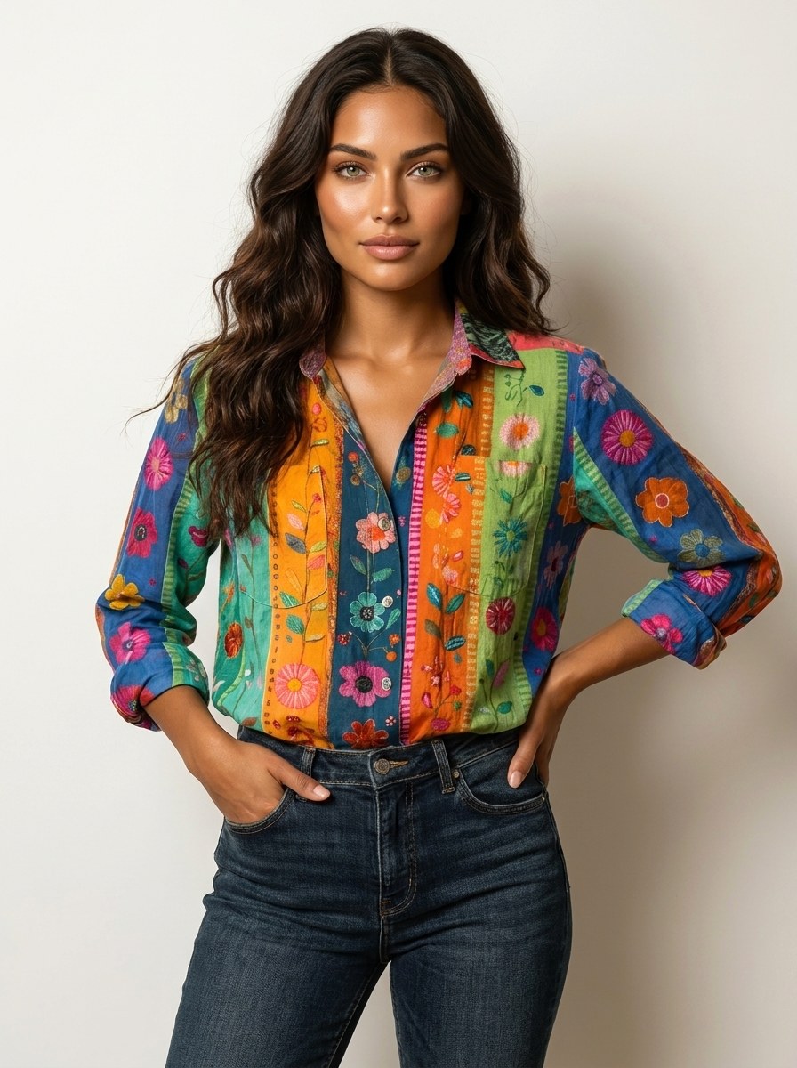 Elina | Women's Botanical Button-Down Blouse - image 10