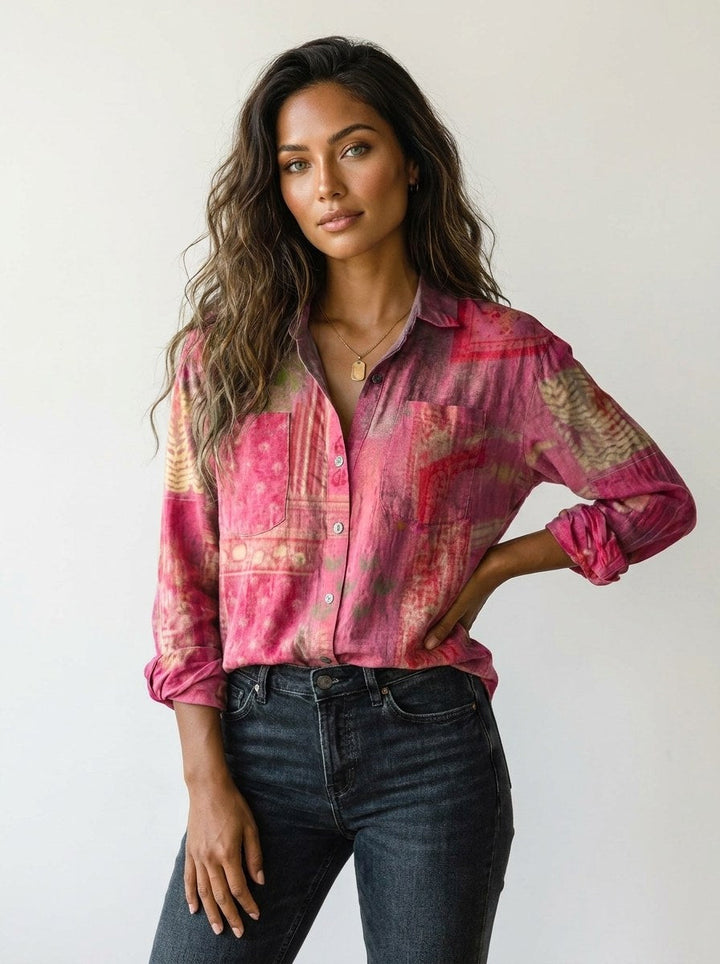 Elina | Women's Botanical Button-Down Blouse - image 9
