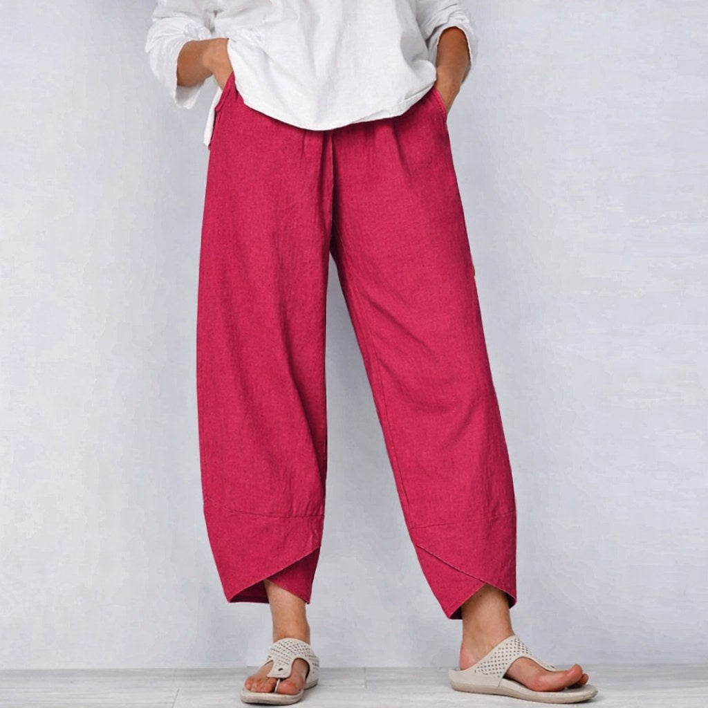 Elina | Women's Lightweight Summer Trousers - Navy Blue