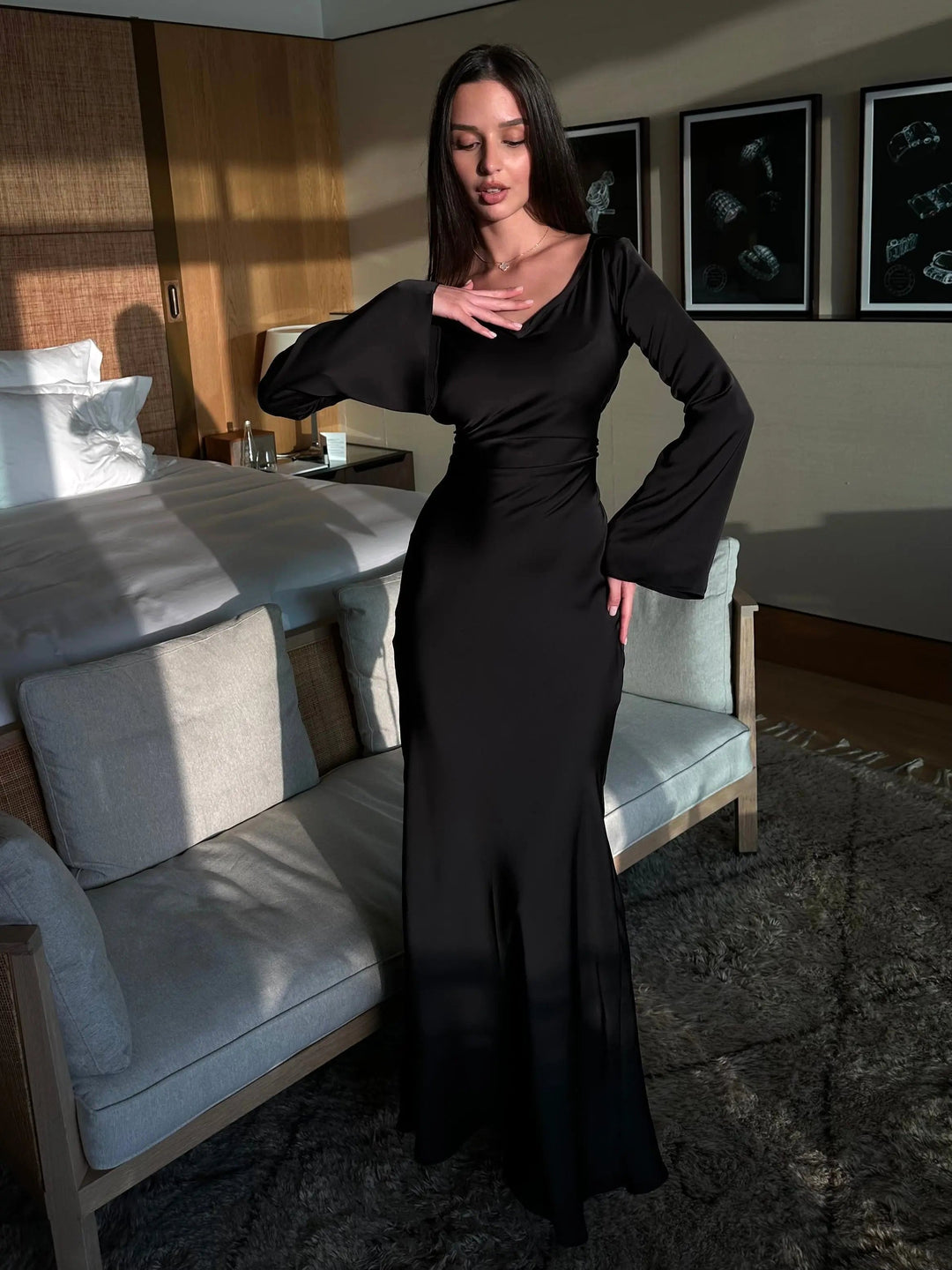 Elina | Women's Long Sleeve Maxi Dress - image 5