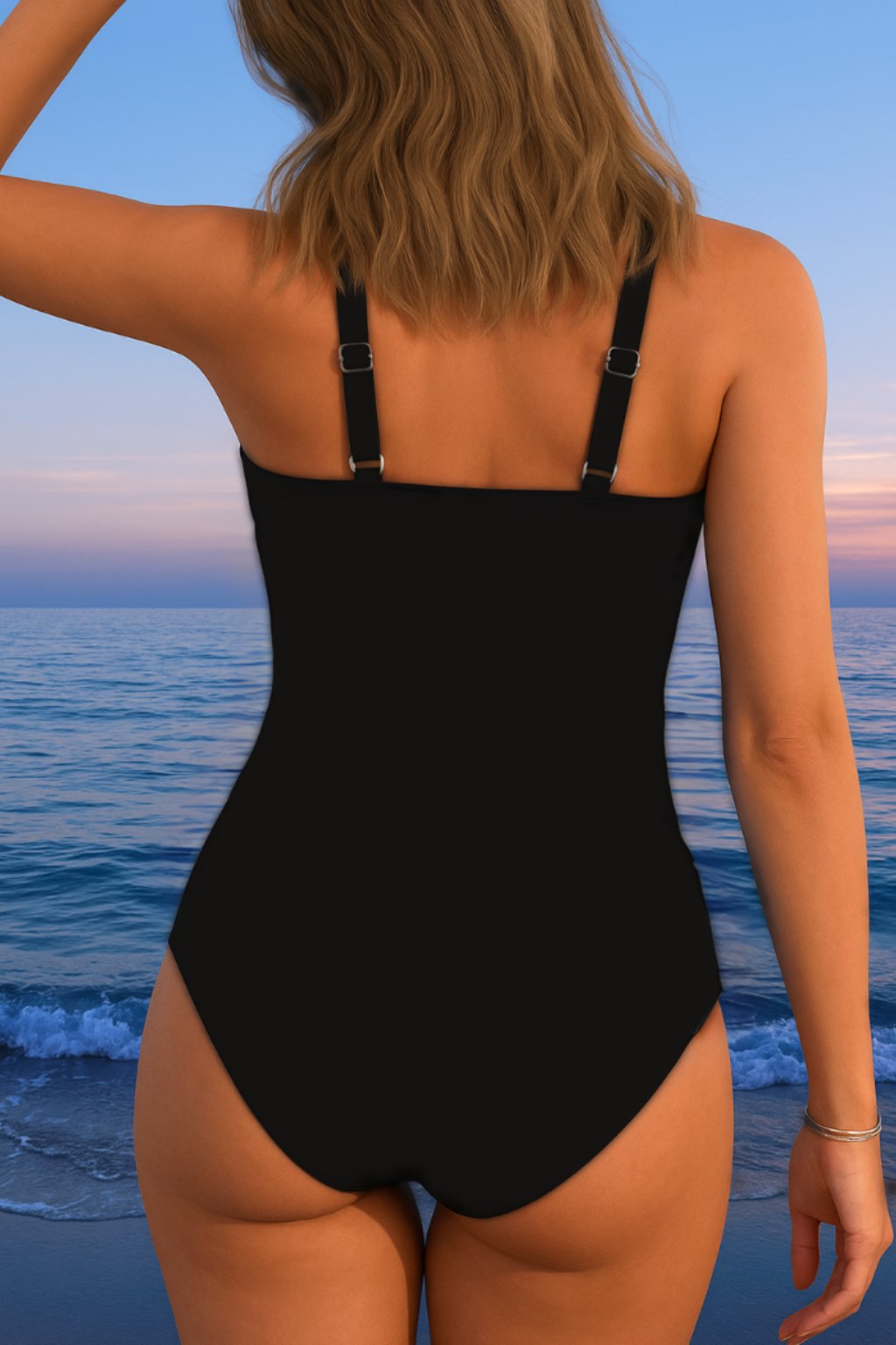 Elina | Women's Printed Surplice Swimsuit with Tummy Control - Light Blue