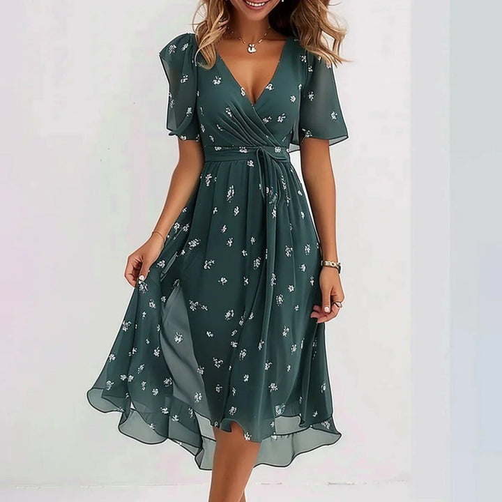 Elina | Women's Sleeveless Summer Flowy Dress - Green