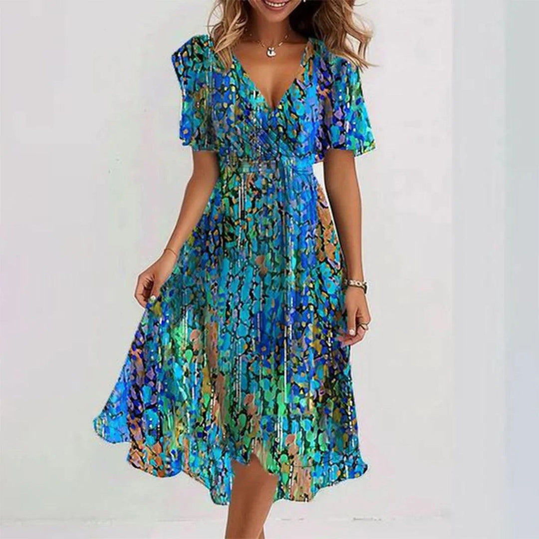 Elina | Women's Sleeveless Summer Flowy Dress - Blue