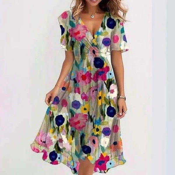 Elina | Women's Sleeveless Summer Flowy Dress - Floral