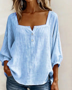 Elina | Women's Square Neck Linen Blouse - image 11
