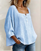 Elina | Women's Square Neck Linen Blouse - image 12