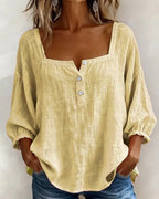 Elina | Women's Square Neck Linen Blouse - image 13