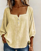 Elina | Women's Square Neck Linen Blouse - image 15