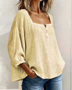 Elina | Women's Square Neck Linen Blouse - image 16