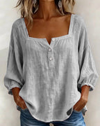 Elina | Women's Square Neck Linen Blouse - image 17