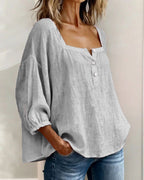 Elina | Women's Square Neck Linen Blouse - image 18