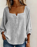 Elina | Women's Square Neck Linen Blouse - image 20