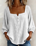 Elina | Women's Square Neck Linen Blouse - image 5