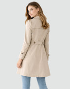 Paisley | Women's Slim Fit Trench Coat, Classic Button-Front Autumn Coat | Animated Apparel