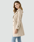 Paisley | Women's Slim Fit Trench Coat, Classic Button-Front Autumn Coat | Animated Apparel