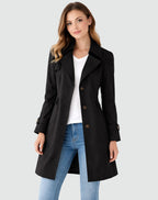 Paisley | Women's Slim Fit Trench Coat, Classic Button-Front Autumn Coat | Animated Apparel
