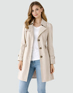 Paisley | Women's Slim Fit Trench Coat, Classic Button-Front Autumn Coat | Animated Apparel